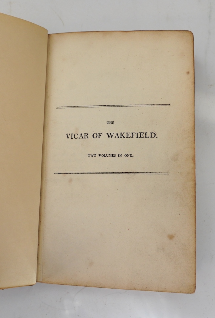 Goldsmith, Oliver - The Vicar of Wakefield. A Tale. (new edition). 2 vols in one. general and volume titles with pictorial vignettes, 4 wood engraved plates (by Thomas Bewick): earlier 20th cent. blind ruled and decorate